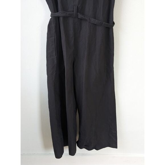 3:1 Phillip Lim Size 6 Flared Cut Out Jumpsuit Black Belted Short Sleeves - Picture 10 of 15